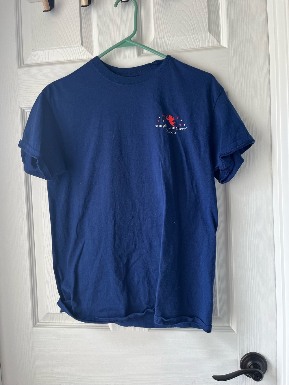 Simply Southern Navy Short Sleeve Tee with Small Red Logo